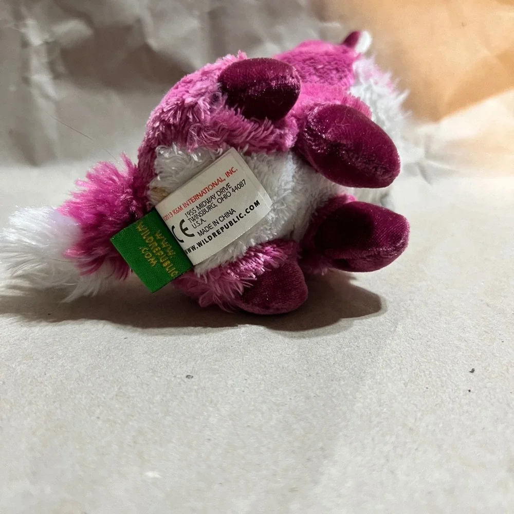 Wild Republic Small Plush Fox Magenta Pink Green Glitter Big Eyes 2013 Toy